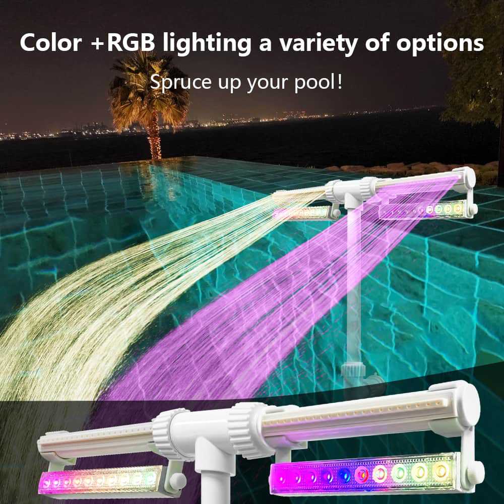 Solar-powered pool fountain with lights, double-arch jet, fountain with changing lights for in-ground and above-ground pools