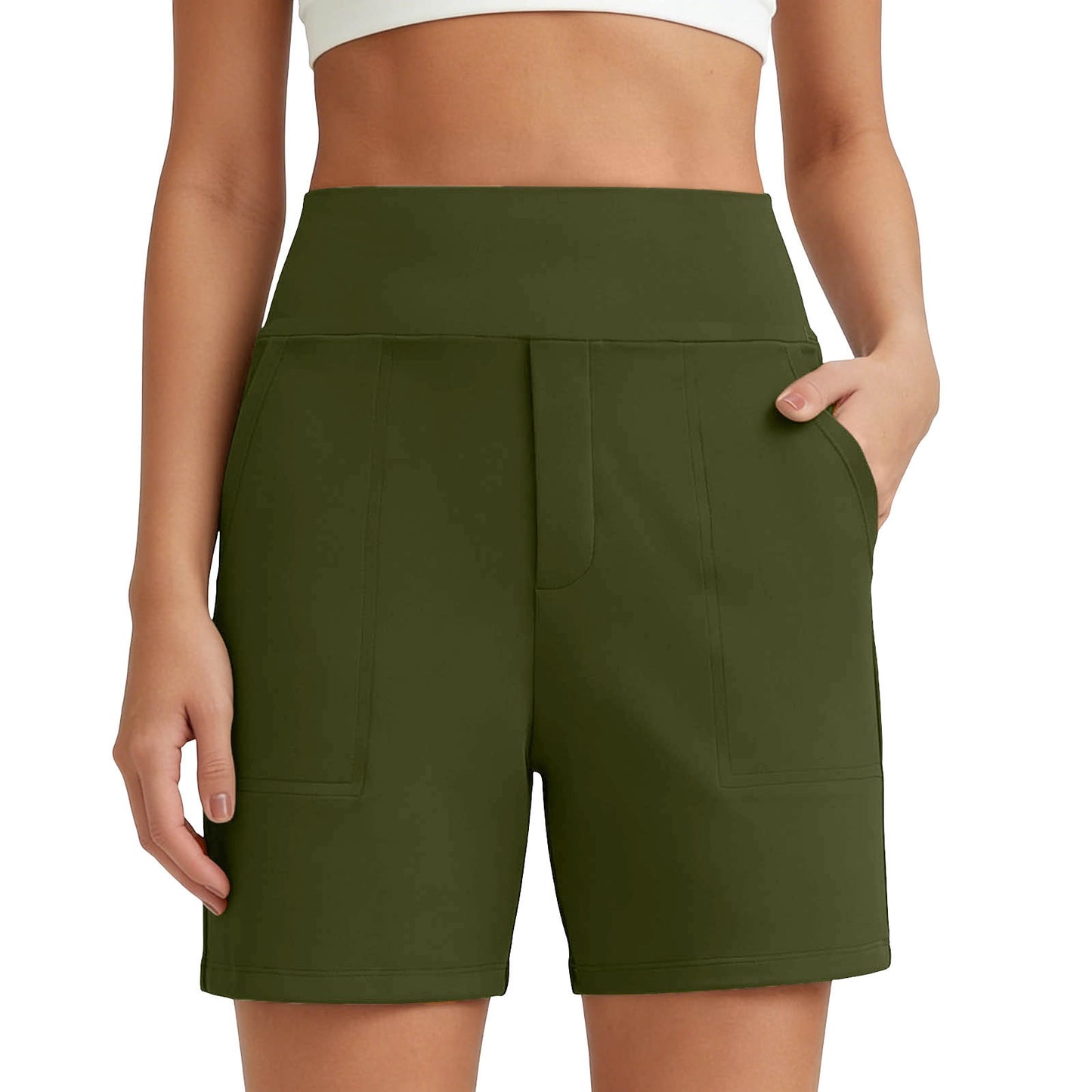Women's High-Waisted Athletic Bermuda Shorts with Pockets – Running, Yoga, Summer Casual Activewear(Buy 2 Free Shipping)