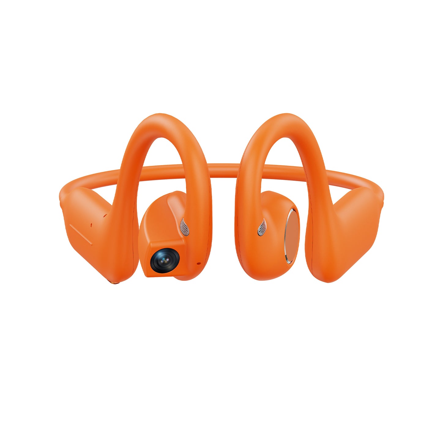 Bone conduction Bluetooth headphones featuring an 8-megapixel camera with EIS image stabilization, support for real-time translation in over 160 languages, dual touch and button controls, and IP54 water resistance.