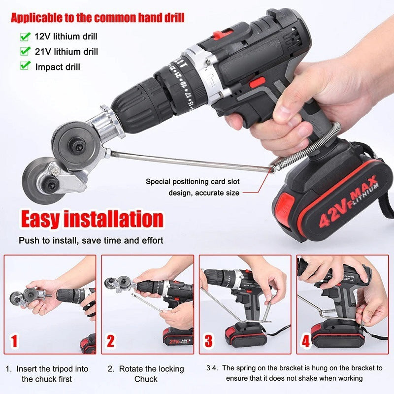 🔥 HOT SALE: Electric Metal Cutter Drill Attachment – Say Goodbye to Hand Fatigue & Cut Metal Like Butter!