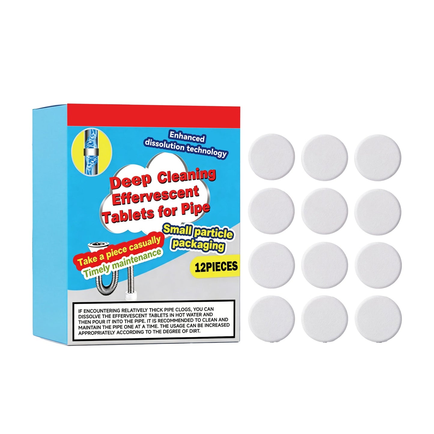 🔥50% OFF ❤️Powerful Cleaning Effervescent Tablets for Pipe, Fast Dissolve Hair Grease Clogs, Deodorizing Antibacterial Pipe Cleaner for Sink Toilet Floor Drain
