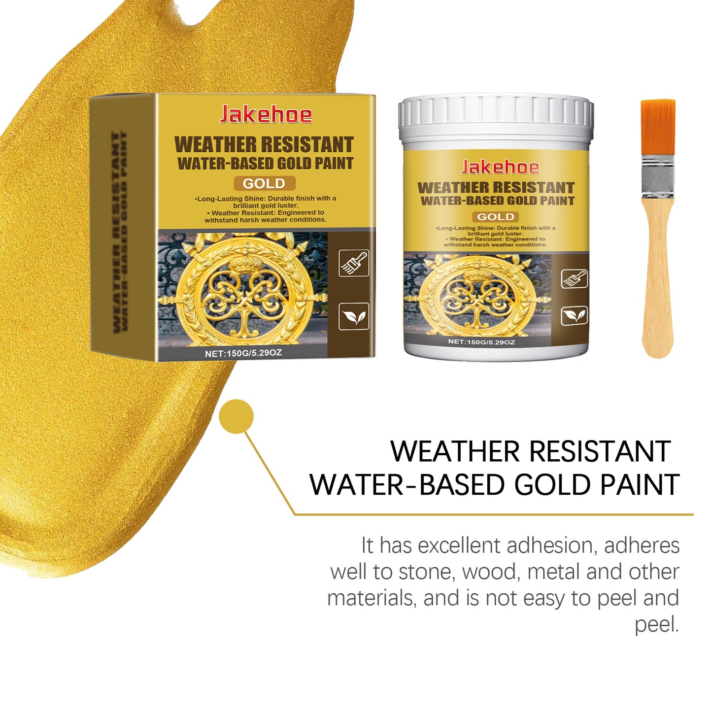 Buy two get one free🔥🔥🔥Weather-Resistant Water-Based Gold Paint, Metallic Paint, Weather-Resistant Roman Column Decorative Gold Paint, Outdoor Gold Foil Paint