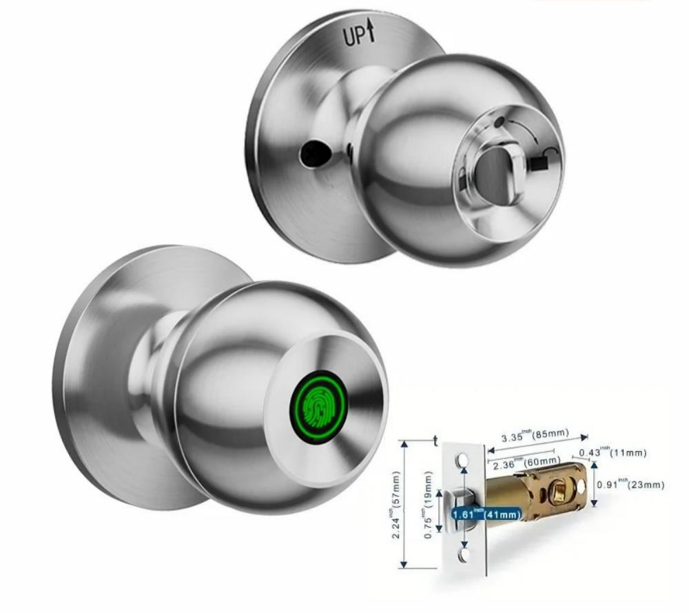 Biometric Door Knob, Keyless Entry Door Lock for Garages-2 Pcs