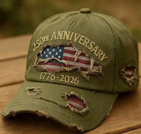 🎁250th Anniversary 1776-2026 Distressed Denim Baseball Cap for Men American Flag Embroidery