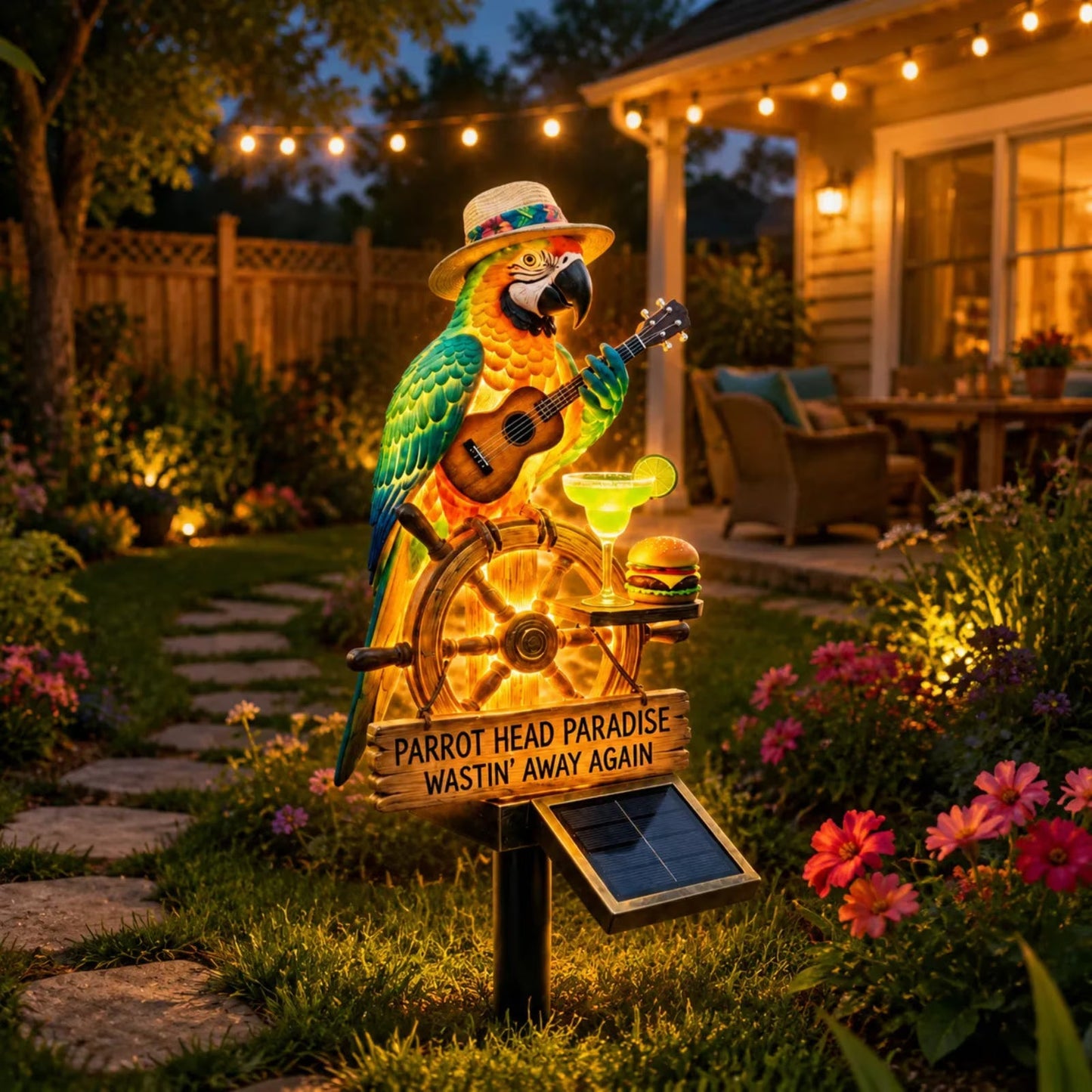 🔥Hot Sale 49% off 🌴 Solar Parrot Statue Light – Hawaiian Luau Tropical Garden Decor