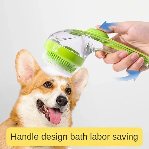 Pet Bath Brush with Shampoo Dispenser - Silicone Massage Grooming Tool for Cats & Dogs
