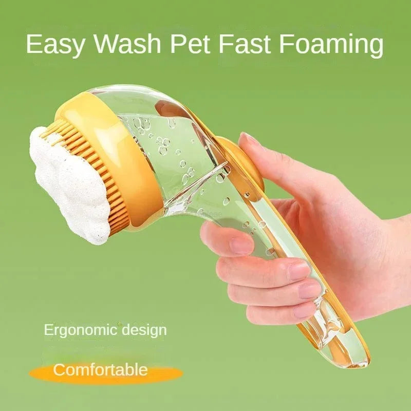 Pet Bath Brush with Shampoo Dispenser - Silicone Massage Grooming Tool for Cats & Dogs