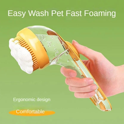 Pet Bath Brush with Shampoo Dispenser - Silicone Massage Grooming Tool for Cats & Dogs