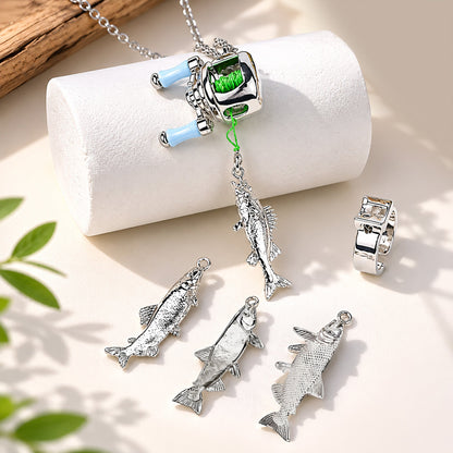 😍 Collectible Mini Fishing Reel Pendant Necklace for Anglers