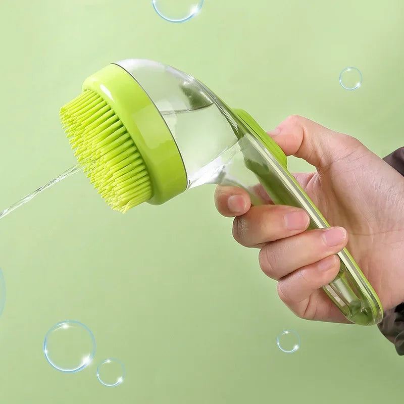 Pet Bath Brush with Shampoo Dispenser - Silicone Massage Grooming Tool for Cats & Dogs