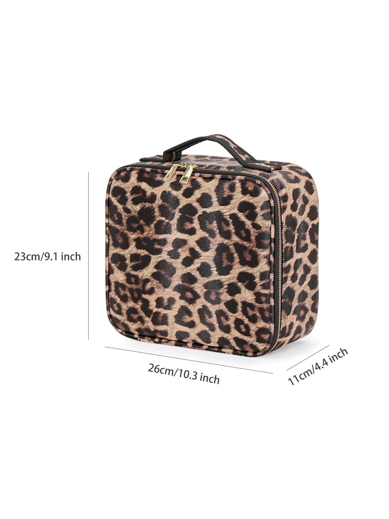 Leopard Print Makeup Case with Mirror & Dimmable LED Lights