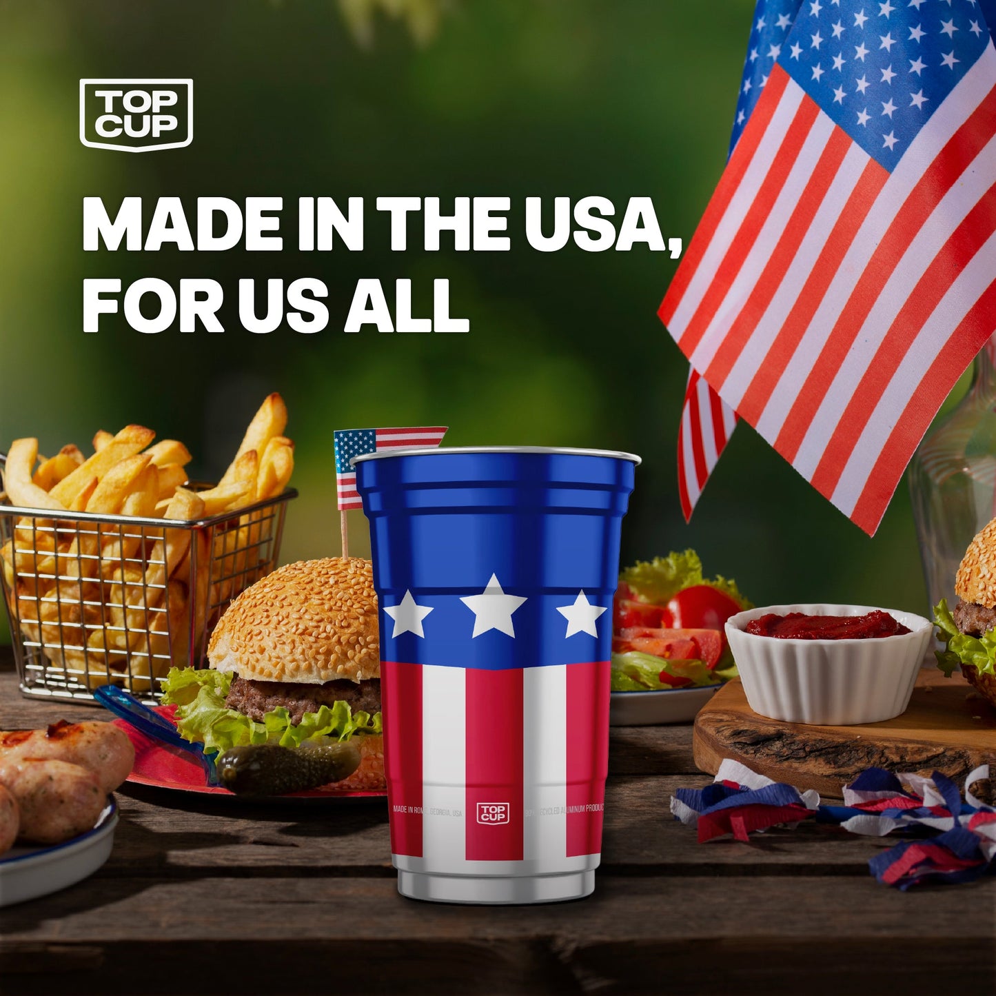 Top Cup America 250th Cup（Vasos de aluminio reutilizables Party Cups）