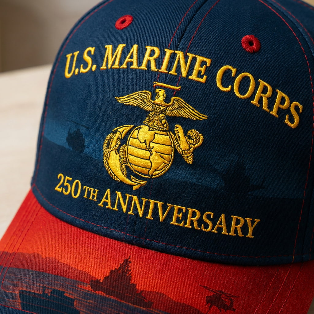 U.S. Marine Corps 250th Anniversary Cap – Embroidered Edition