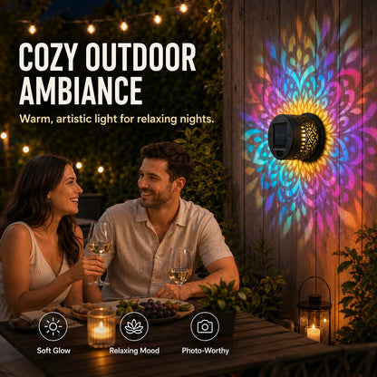 🌈 Mandala Solar Wall Lamp – Magical Patio Night Ambience✨