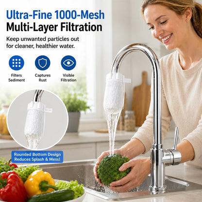 💧Universal Faucet Filter Cotton Bags | 100 PCS Splash-Proof Set