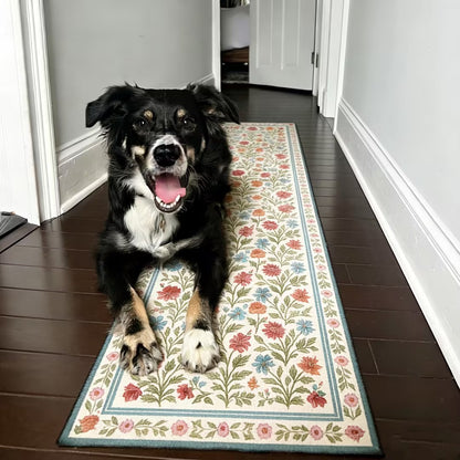 Vintage Floral Washable Runner Rug