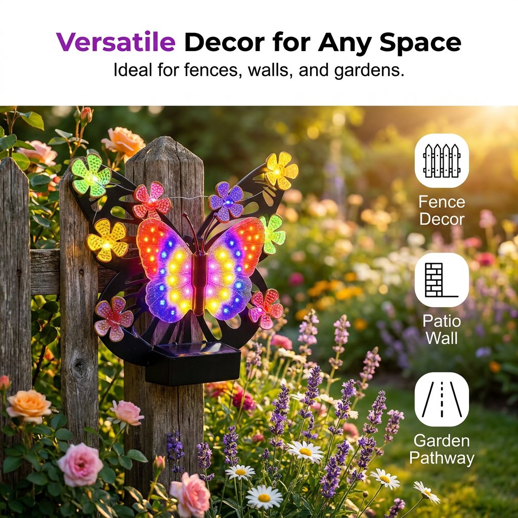 🦋 Solar-Powered Butterfly Wall Light | Outdoor Waterproof Garden Decor