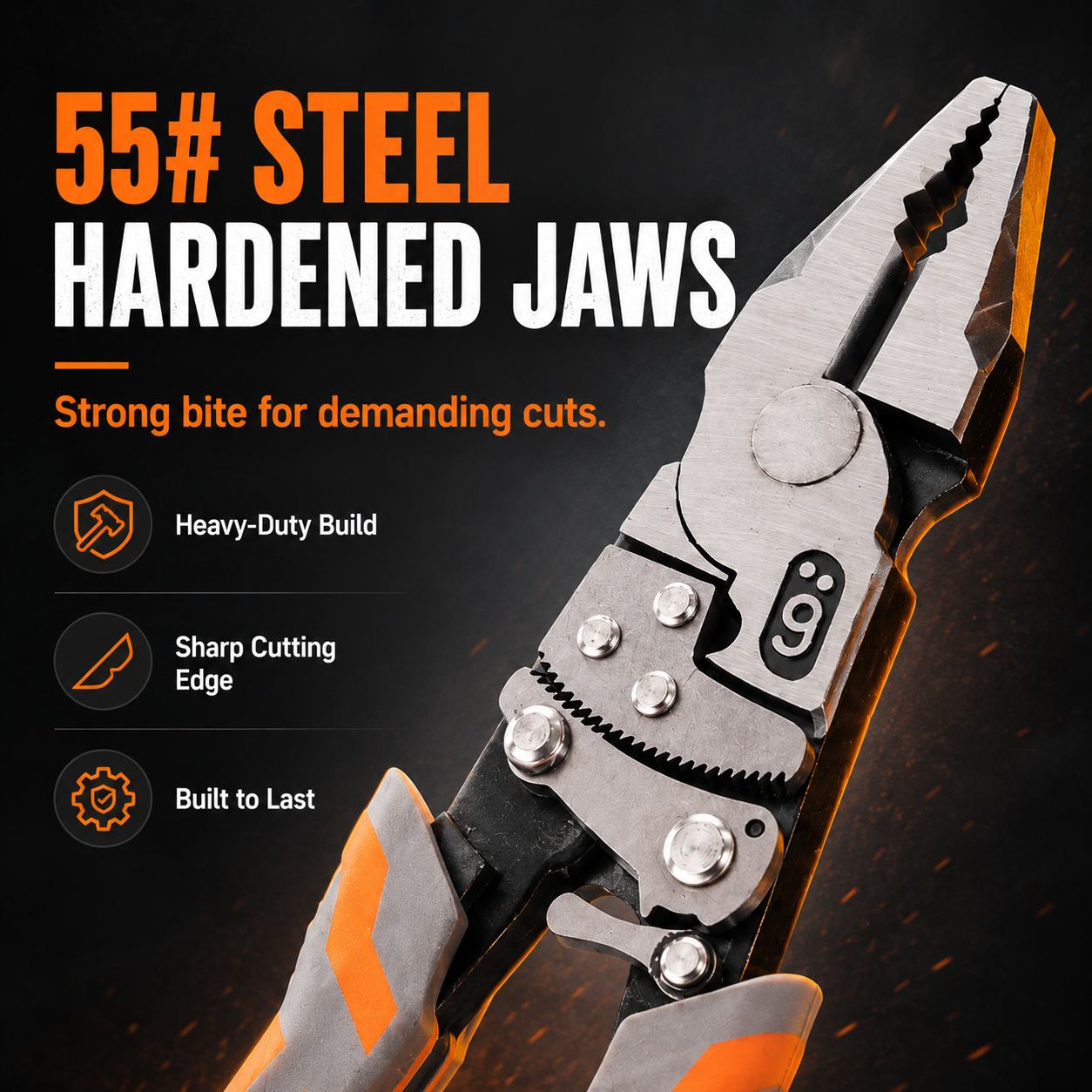 🔧 Labor-Saving Ratchet Lock Multi-Functional 55# Steel Linesman Pliers with Anti-Slip Rubber Grip