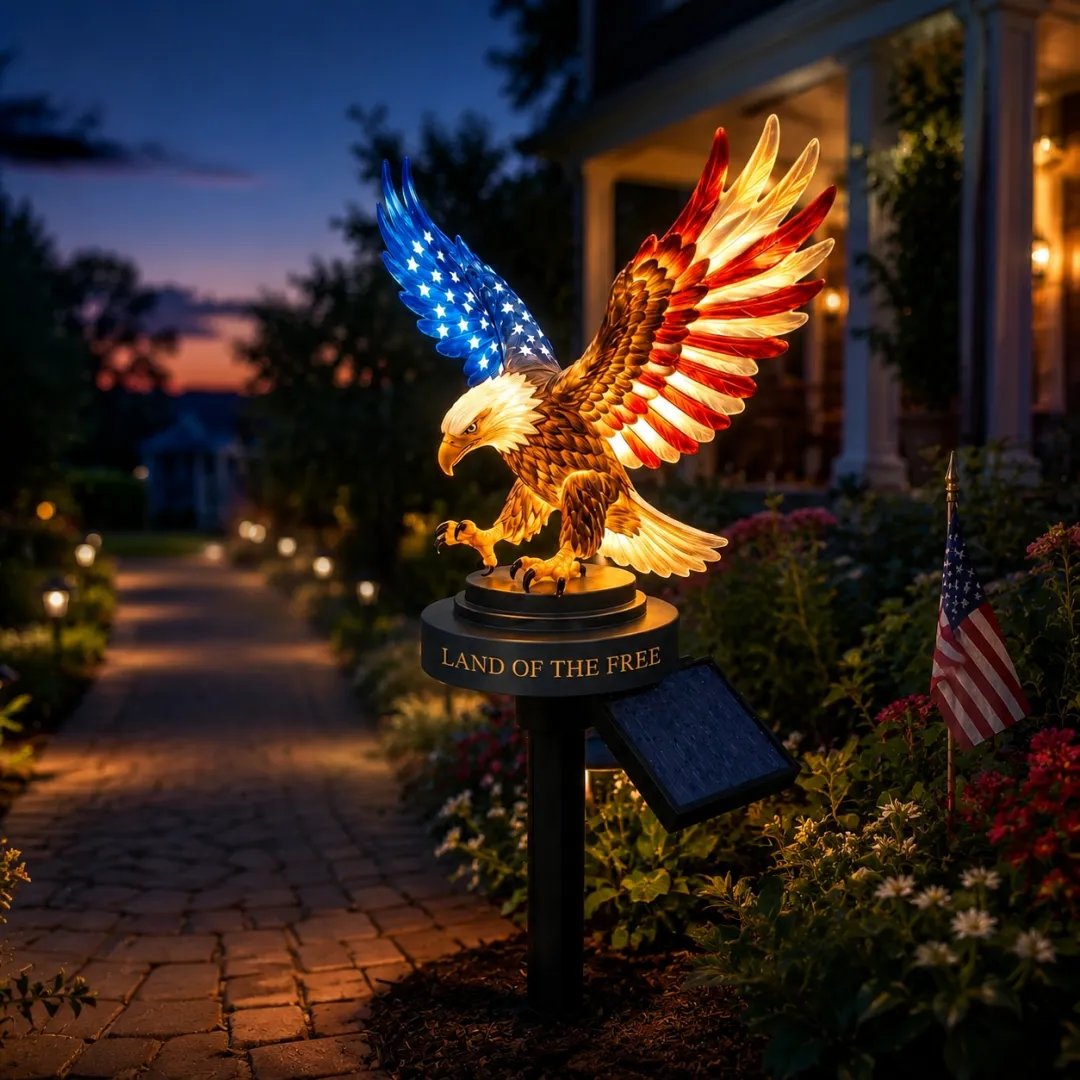 🔥Solar Eagle Garden Light – A Glowing Tribute to American Freedom(📦Buy 2 Free Shipping)