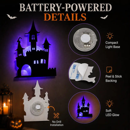 🔥 LAST DAY 50% OFF | 8-Pack Halloween LED Silhouette Wall Lights – Battery-Powered Peel & Stick Decor