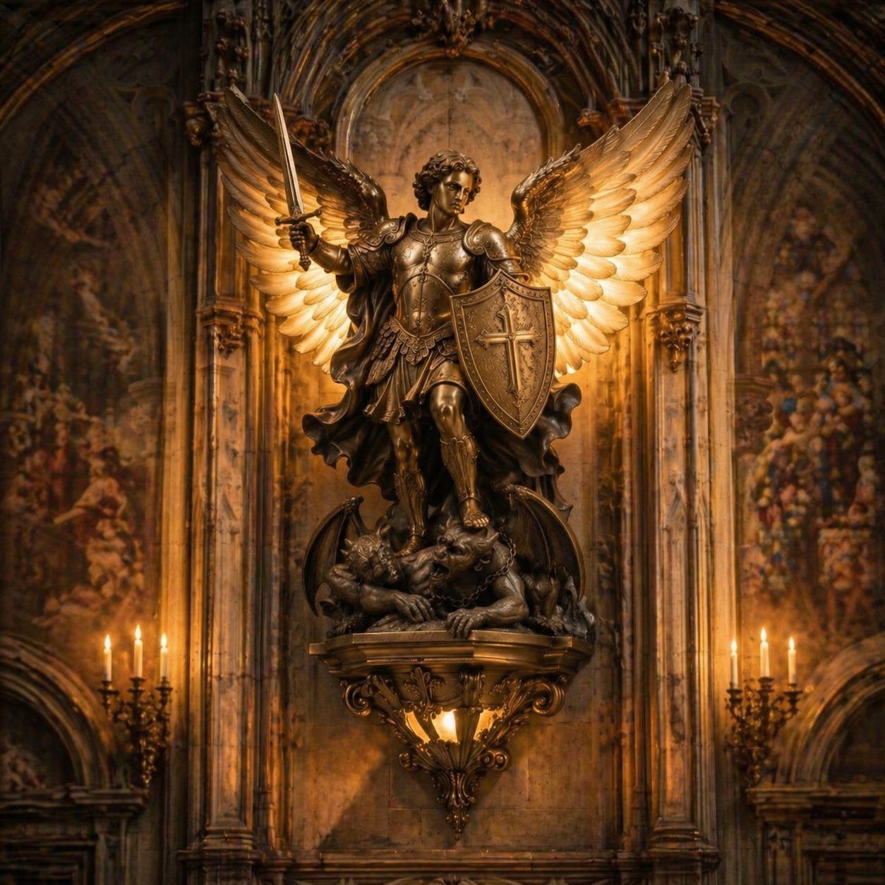 👼⚔️ Archangel Michael Divine Wall Lamp — Shield of Light & Valor. Exquisite 3D Relief Craftsmanship, Sacred Home Guardian Lighting (2026 Collector's Edition)