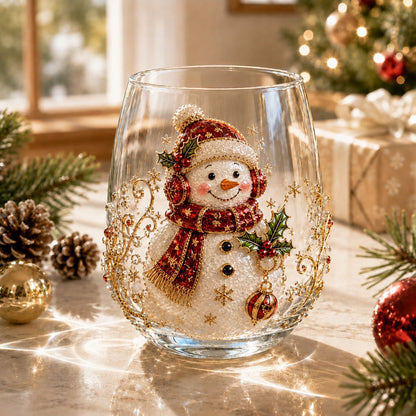 🎄✨ 3D Christmas Glass Art Cup | Luxury Raised Holiday Glassware for Drinks, Decor & Christmas Gifts 🎁