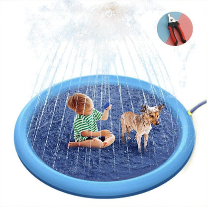Outdoor Dog Water Sprinkler Pad- Portable Non-Slip Fun Pet Splash Pad for Bathing &Play