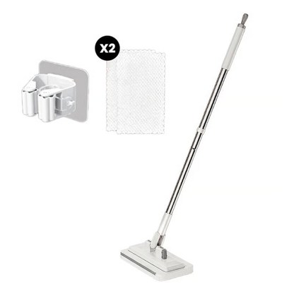Hands-Free Floor Mop with Clamp, Dry Wet Use Dust Mop for Hardwood & Tile, Flat Mop System, No Wash Mop