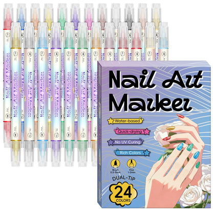 12/24 Colors Nail Art Marker – DIY 3D Markers for Drawing, Dotting & Manicure