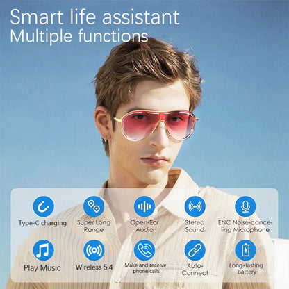 🔥2026 Smart Bluetooth Sunglasses – Music + Blue Light Blocking + UV Protection