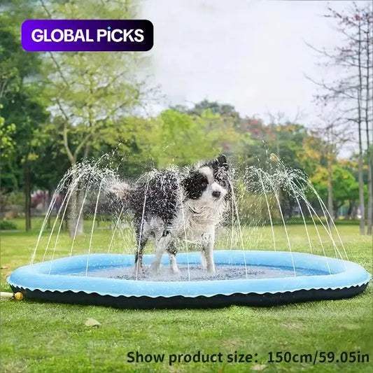Outdoor Dog Water Sprinkler Pad- Portable Non-Slip Fun Pet Splash Pad for Bathing &Play