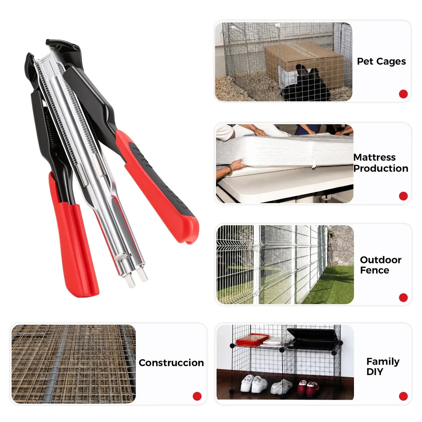 🔥LAST DAY 49% OFF - 🛠️100 PCS/600PCS/2500 PCS C Clips Hog Ring Pliers Kit, 3/4'' Hog Ring Nail, Fencing Plier Staple Gun Cage Clamp