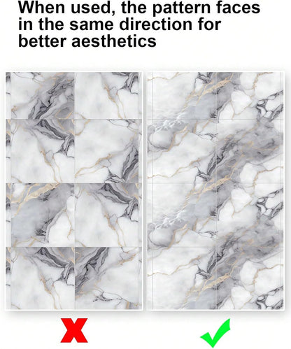 10 Pcs Marble Peel and Stick Waterproof Wall Panels🔥