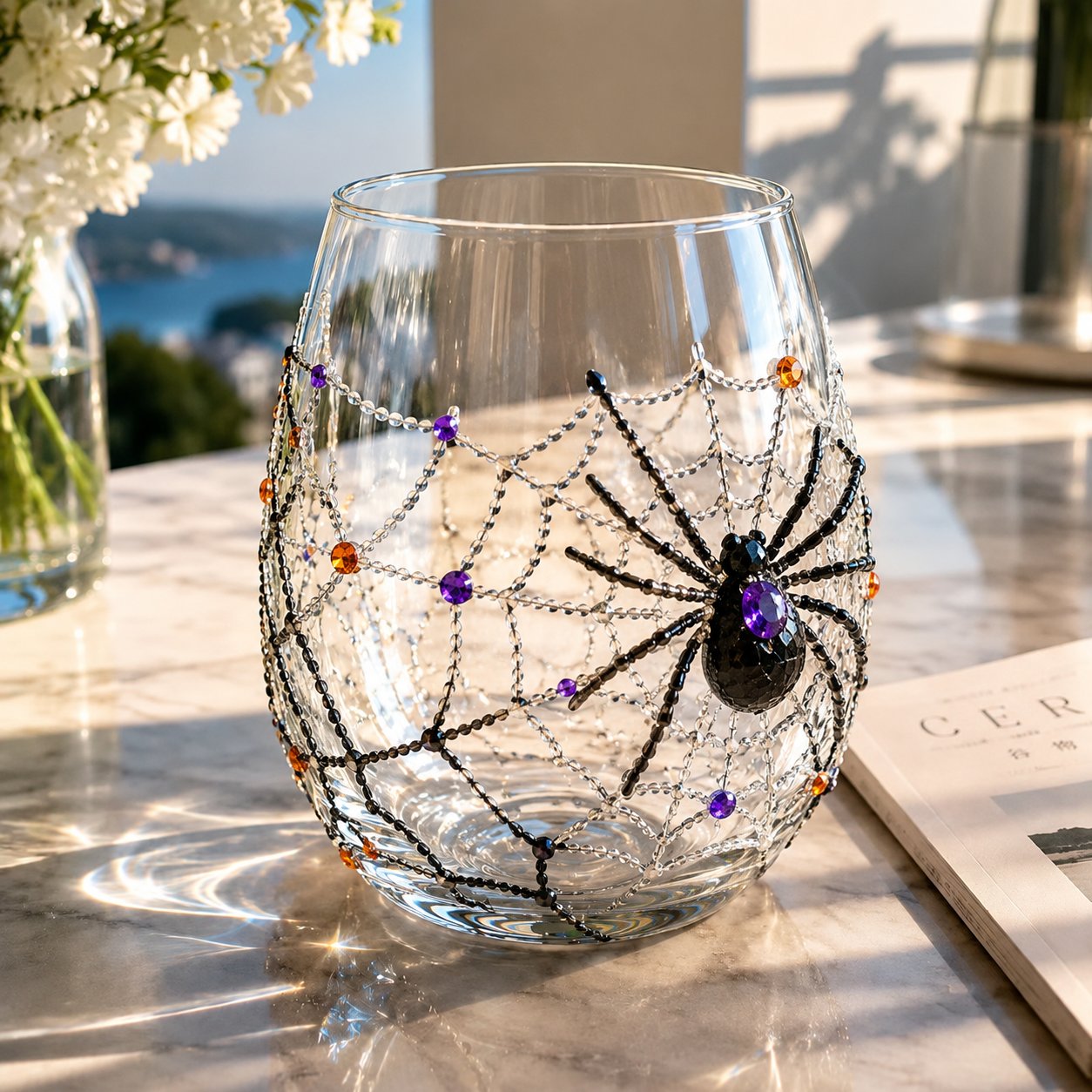 🎃 3D Halloween Artisan Glass Cups, Festive Parties & Cozy Fall Home Bar Vibes