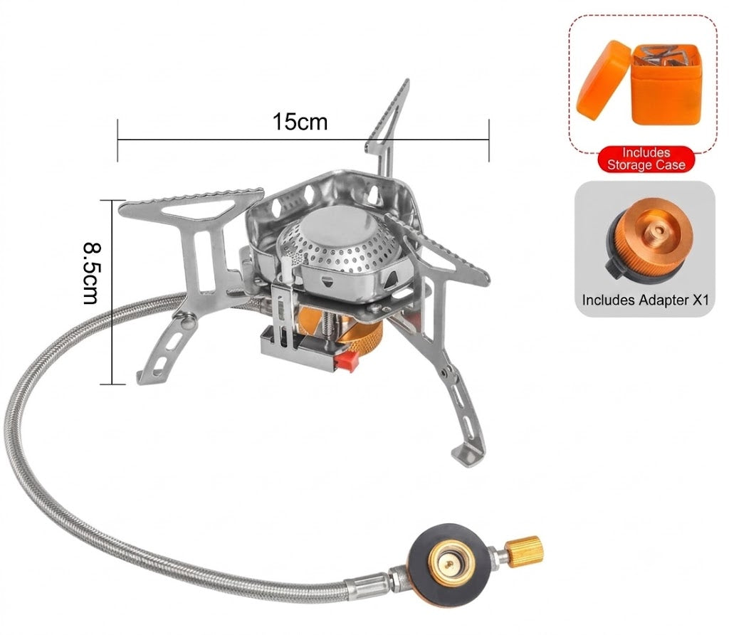 📢📢50% OFF !! ⏰Camping Gas Burner – 5800W, Piezo Ignition, Windproof 🔥