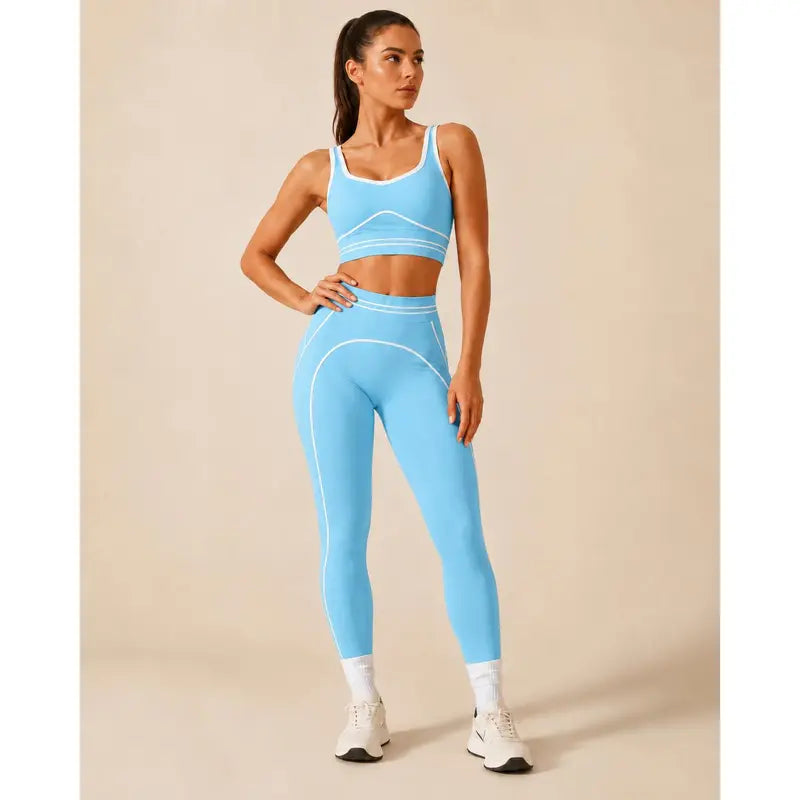 Women's High-Waisted Athletic Yoga Pants Set - Fitness Outfits, Modern Sportswear, Butt-Lifting Tight-Fitting Gym Training, Outdoor Tennis Clothes