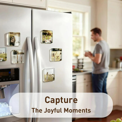 🔥Hot Sales 50% OFF🎁Clear Acrylic DIY Fridge Magnet Set with Adhesive Backing – Square Magnetic Photo Frames with Stunning 3D Effect
