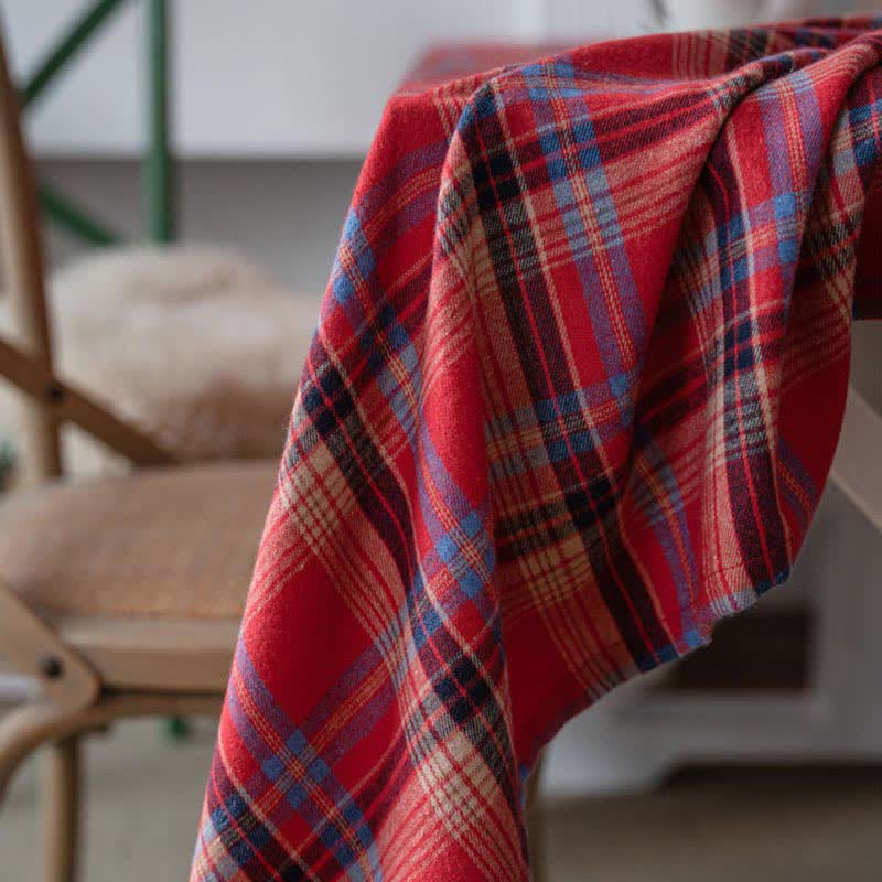 Ownkoti Classic Red Plaid Table Cover Tablecloth