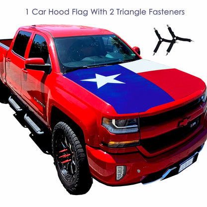 American Flag Car Hood Cover With Dual Triangle Clips Fits Trucks SUVs Sedans Jeep Commemorative Edition