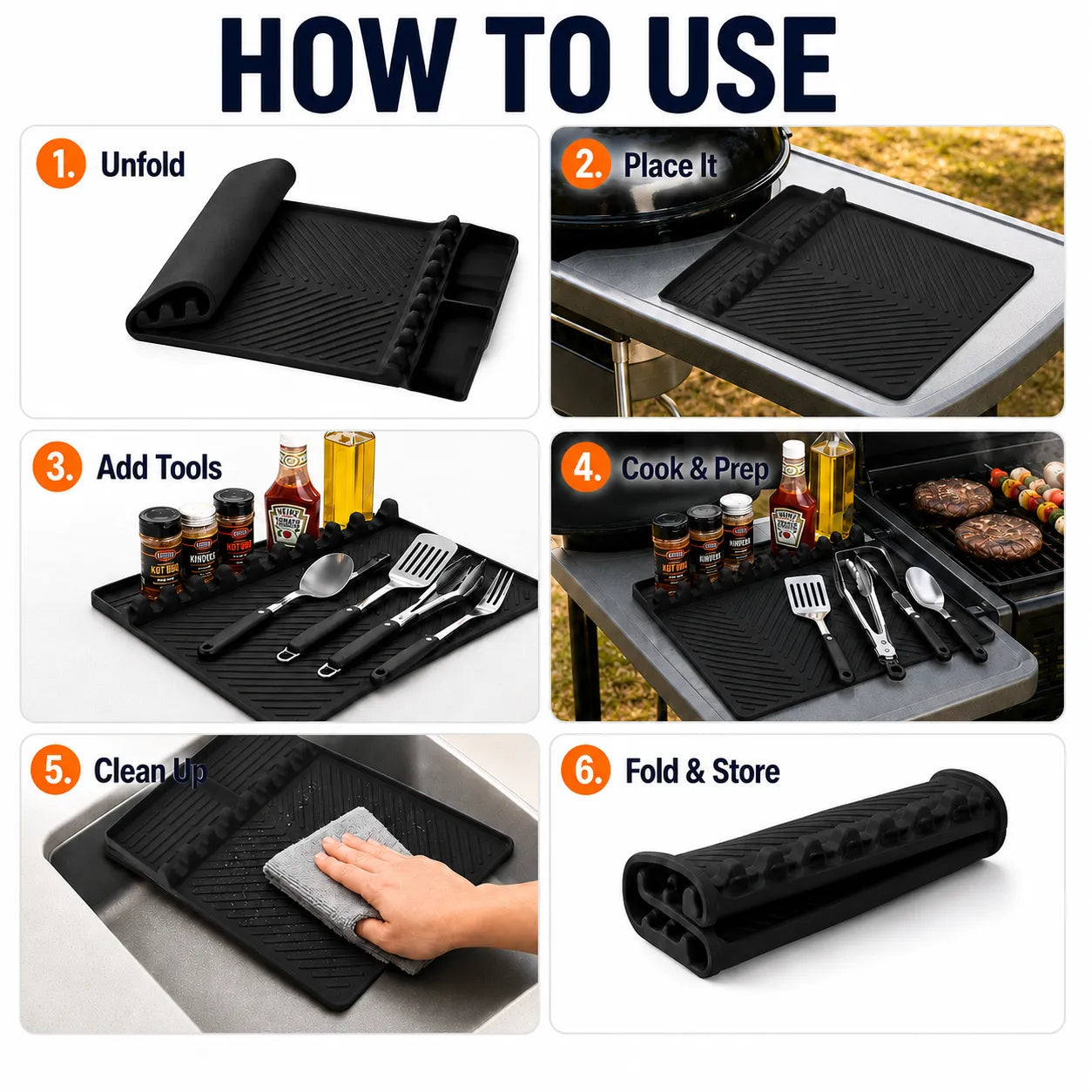 16.5x11" Silicone Mat – Heat Resistant, Dishwasher Safe, Non-Slip for Grill & Counter
