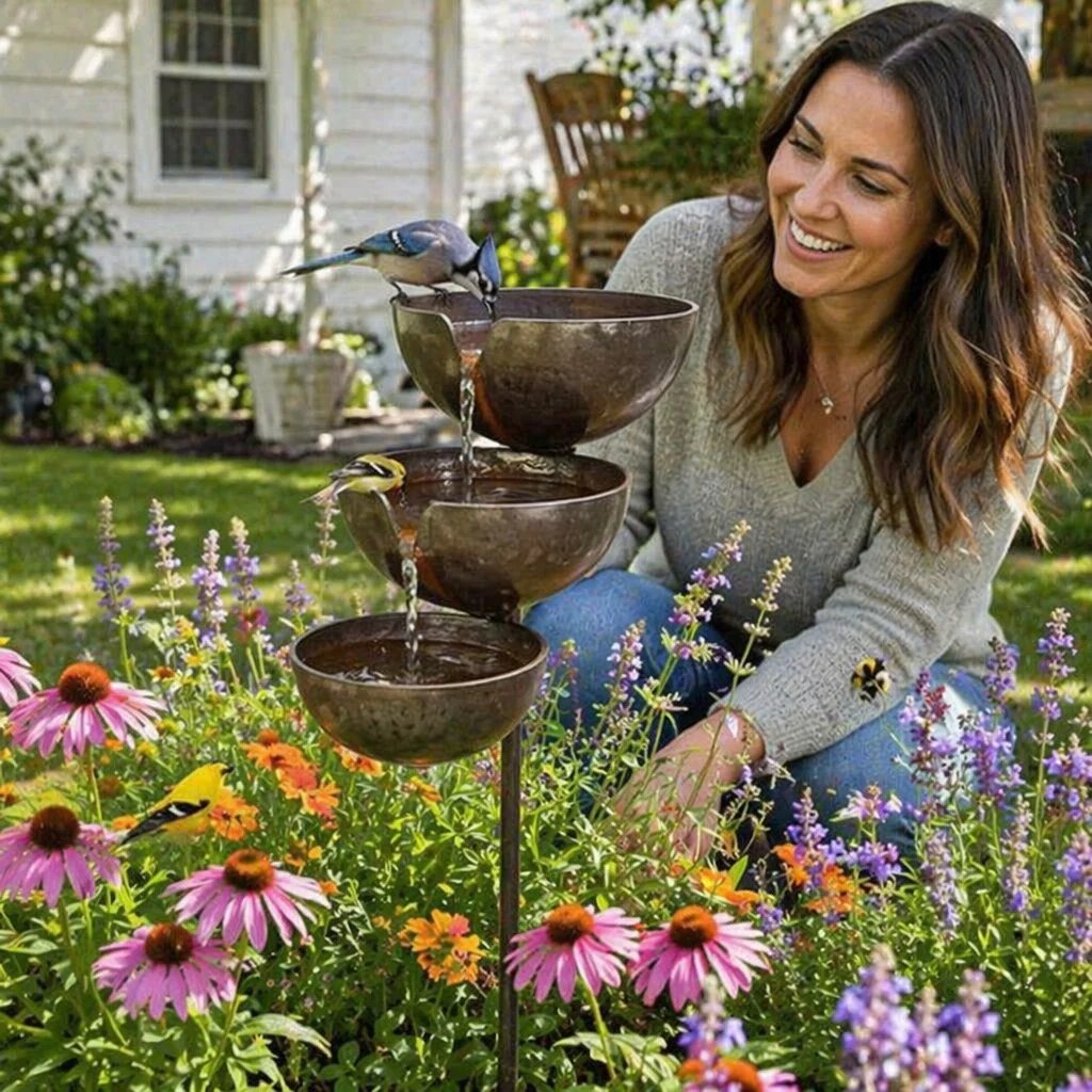 🔥50% OFF🔥 Bring Wildlife to Your Garden with this Cascading Bird Bath! 🐦