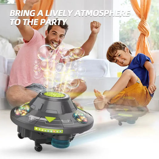 🔥HOT SALE 50% OFF – UFO Bubble Machine | 32-Hole Bubble Blast, Lights, Music & Auto-Roaming Fun