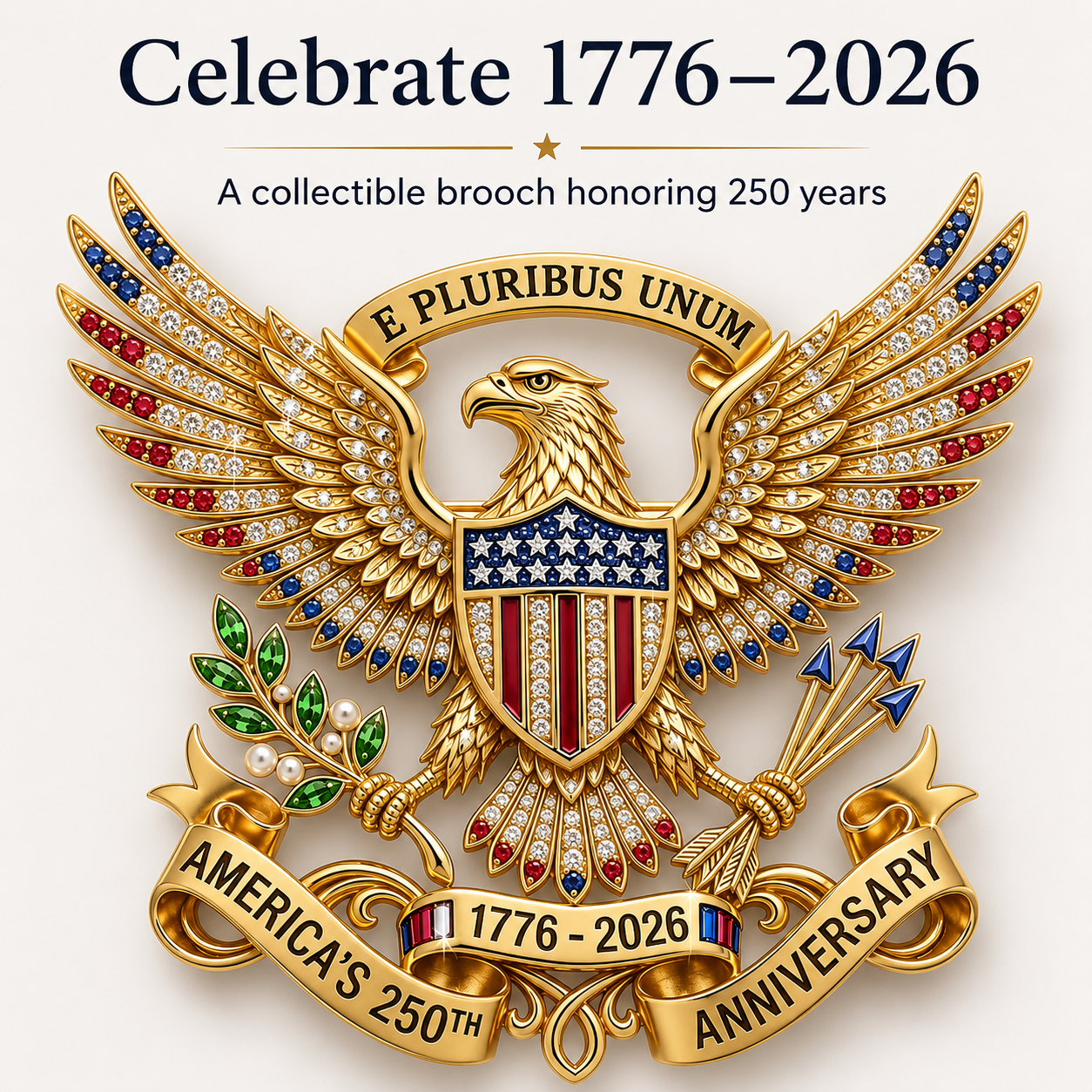 🎉 1776–2026 Patriotic Eagle Brooch - America 250th Anniversary Gift