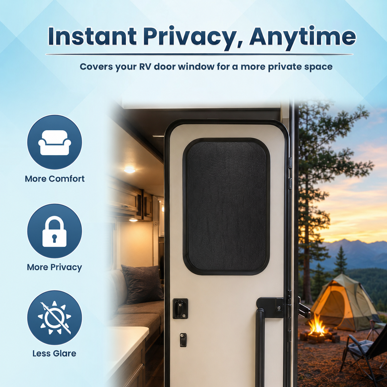 RV Door Window Blackout Shade-16x25 Triple-Layer Privacy Cover