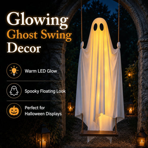 👻 Light-Up Swing Ghost – The Cutest Spooky Halloween Yard Decor 🎃