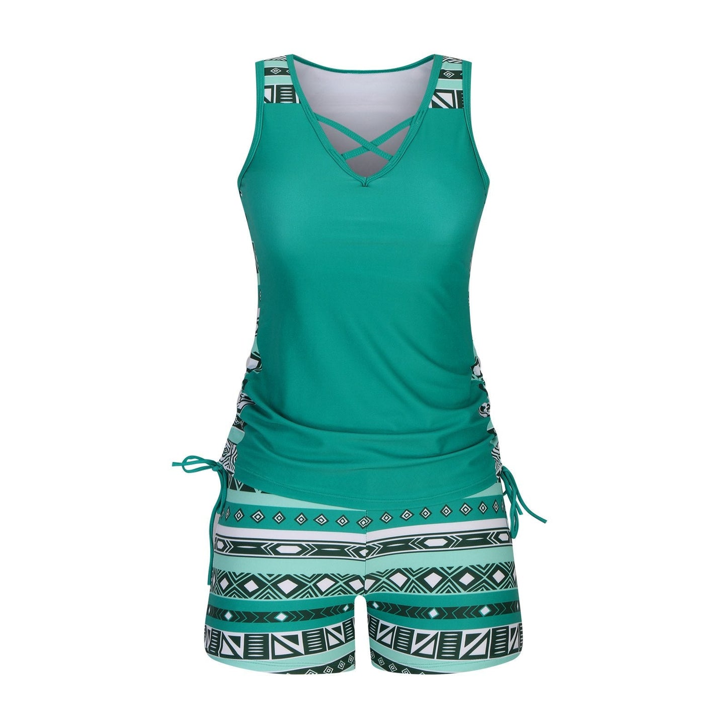 Miraclesuit Women's Tummy Control Tankini Set with Built-In Bra – Flattering Boho Swimwear with Shorts🔥 Buy 2 Free Shipping