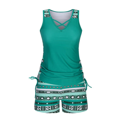 Miraclesuit Women's Tummy Control Tankini Set with Built-In Bra – Flattering Boho Swimwear with Shorts🔥 Buy 2 Free Shipping