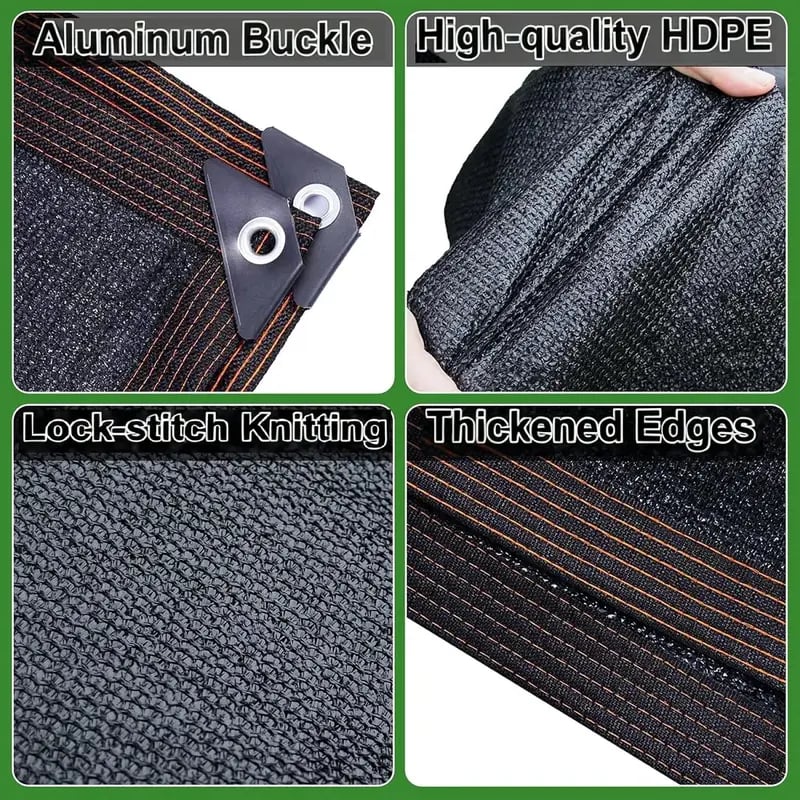 🌥️90% Blackout Cloth (Black) - 10 x 13ft UV-Resistant Shade Net with Reinforced Rivets