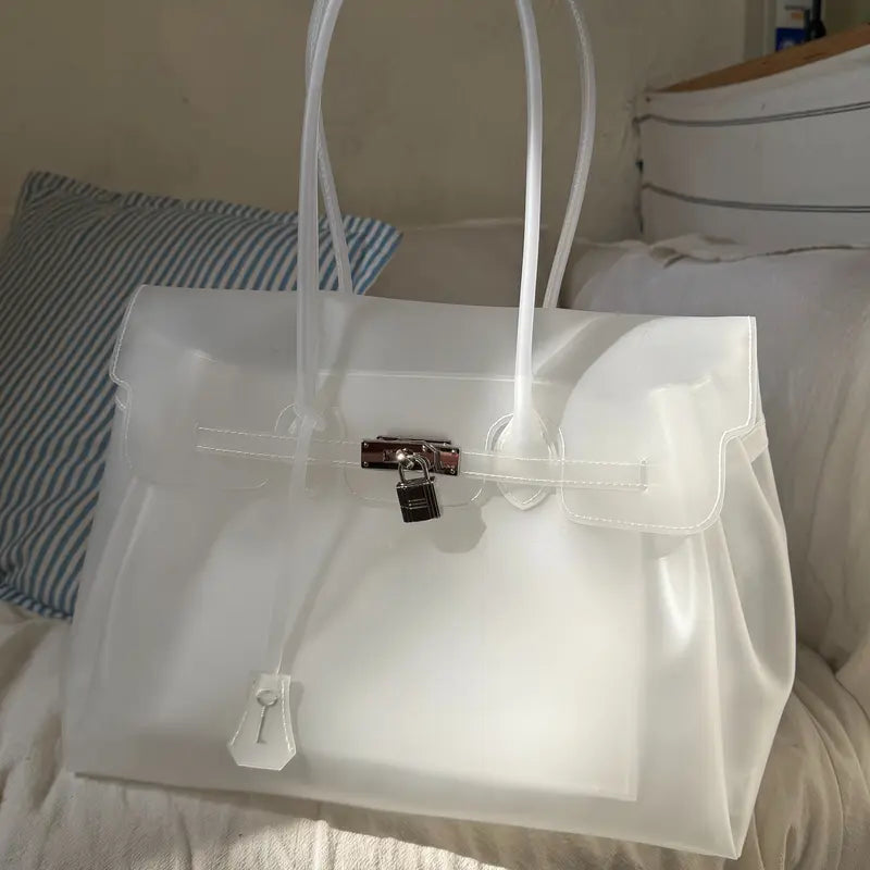 Transparent Jelly Shoulder Bag for Women, Summer TPU Handbag, Beach Tote Purse, Lightweight Crossbody Bag for Vacation & Daily Outfit