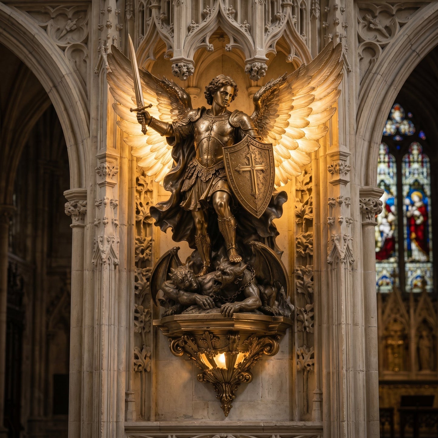 👼⚔️ Archangel Michael Divine Wall Lamp — Shield of Light & Valor. Exquisite 3D Relief Craftsmanship, Sacred Home Guardian Lighting (2026 Collector's Edition)